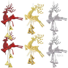 Weihnachtsbaum-Anhänger mit fliegendem Hirsch, Weihnachtsglocke mit Hirschmotiv, Kunststoffglocke mit Elchmotiv, Weihnachtsbaum-Anhänge