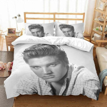 v2327 Bettwäsche-Set Elvis Presley, 3-teiliges Set (1 Bettbezug + 2 Kissenbezüge) für Kinder (Queen-Size)