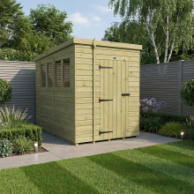 6 x 10 Pent Shed Tanalised (Single Door, With Windows)