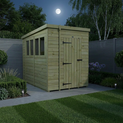 6 x 10 Pent Shed Tanalised (Single Door, With Windows) 2