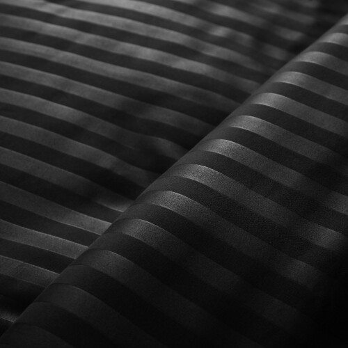 (Double, Black) Premium Stripe Duvet Cover Set & Pillowcase Pair 1