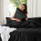 (Double, Black) Premium Stripe Duvet Cover Set & Pillowcase Pair 3