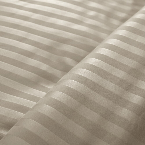 (Single, Beige) Premium Stripe Duvet Cover Set & Pillowcase Pair 2