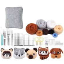 Naaldvilten Beginner Sleutelhangerset, Dieren Naaldvilten Benodigdheden Set Inbegrepen Roving, Naaldviltkussen, Naalden