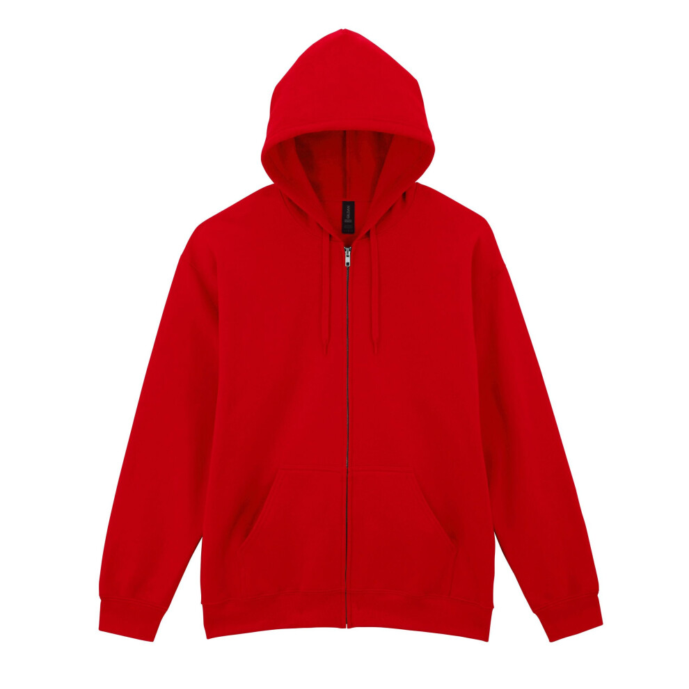 Gildan (4Xl, Red) Unisex Adult Softstyle Fleece Midweight Full Zip Hoodie