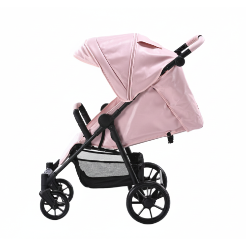 Leatherette Pram with Footmuff & Changing Bag-Pink 1