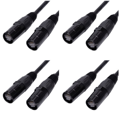 4X CAT6 Ethercon Cable EtherCON-Compatible RJ45 Connector for Studio Setups, Touring, Stage Production, Concerts 2 Meter