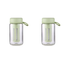 2X Cold Brew Coffee Maker Travel Tumbler with Soft Silicone Handle Portable Iced Coffee & Tea Infuser with Cup,Green