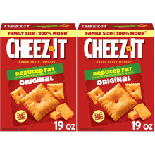 Cheez-It Cheese Crackers, Baked Snack Crackers, Lunch Snacks, Family Size, Reduced Fat Original, 19oz Box (1 Box) (Pack of 2)