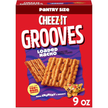 Cheez-It Grooves Crunchy Snack Crackers, Lunch Snacks, Pantry Size, Loaded Nacho, 9oz Box (1 Box)