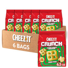 Cheez-It Crunch Cheesy Baked Snacks, Lunch Snacks, Sharp White Cheddar (6 Bags)
