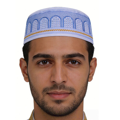 Eleganter bestickter Hui-Ethno-Hut aus Polyester,-Blau 58