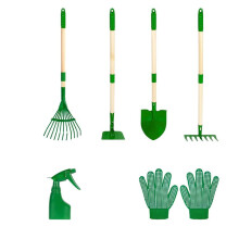 Kids Gardening Tools Set - 6pcs Garden Tool for Kids with Shovel, Rake, Hoe, Leaf Rake, Yard Lawn Digging Weed Toys