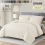 (Double, Cream) Premium Stripe Duvet Cover Set & Pillowcase Pair 1