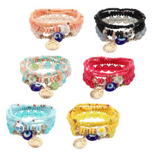 6Sets Boheemse Oogarmbanden Met Kralen, Kleurrijke Dames Sieraden