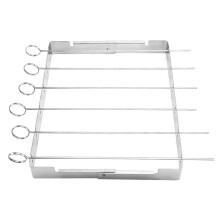1Set Herbruikbaar Bbq Grillrek Met Lange Metalen Spiesen Voor Buiten