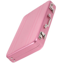 1Mini Briefcase Roze Aluminium Kaartenbox Voor Opslag En Organisatie