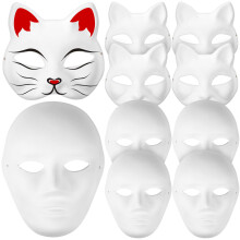 10St Creatieve DIY Witte Papieren Maskers Kat En Man