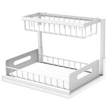 Under Sink Organizers and Storage,with Sliding Drawer 2 Tier Multi-Purpose Bathroom Shelf Organizer for Kitchen Bathroom