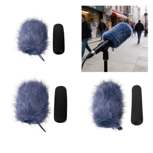 Microphone pare-brise poils de lapin, couvercle de micro,-24cm 2