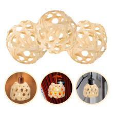 4St Beige Gevlochten Bamboe Lampenkappen Rustieke Hanglamp