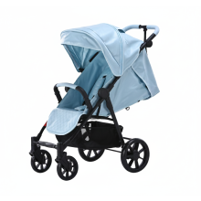 Leatherette Pram with Footmuff & Changing Bag-Blue
