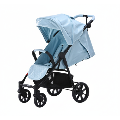 Leatherette Pram with Footmuff & Changing Bag-Blue