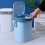 Kitchen and Bathroom Push-Type Thick Solid and Durable Trash Can with Handle Gray 3