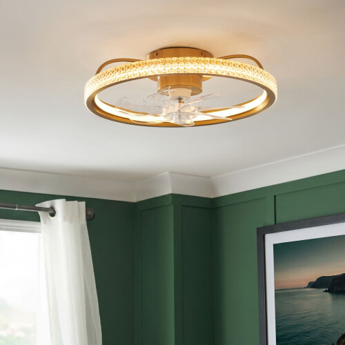 Jove LED Dimmable Ceiling Fan Light - Warm Brass 1