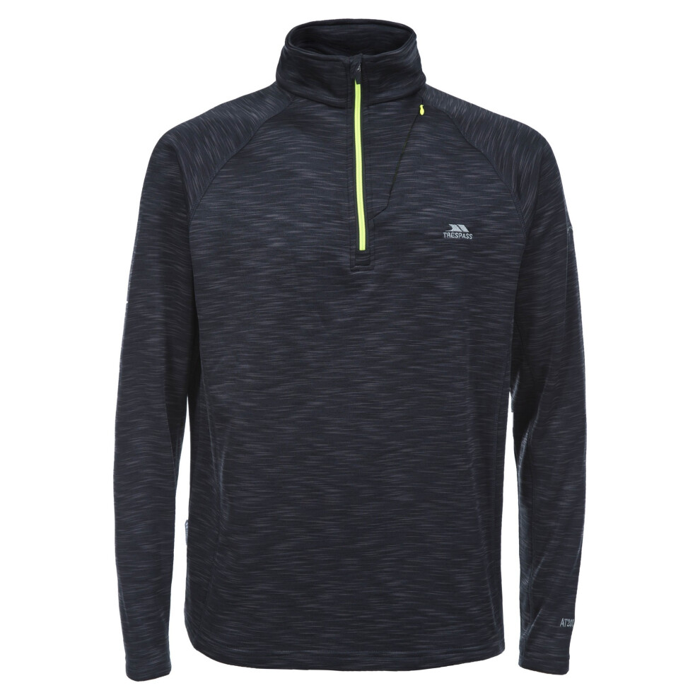 Trespass (S, Black Marl) Mens Collins Half Zip Fleece Top