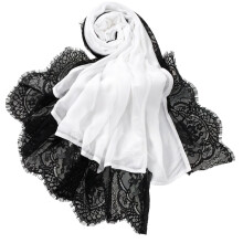 Longue écharpe Turban élégante bordée de-Blanc 100x200cm