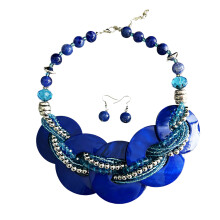 Elegant Shell Pendant Necklace And Matching Earrings Gift-Blue