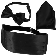1Set Stijlvolle Zwarte Cummerbund En Strik Feest