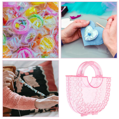 Schattige Roze Plastic Handtas Sieraden En DIY Opslag 2