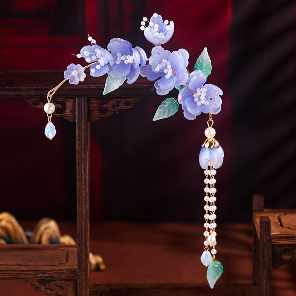 Reach-Tools Glazed Flower Hair Clips With Tassel For Thick Hair