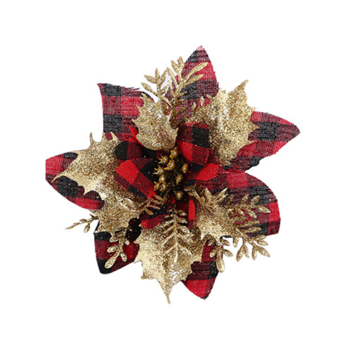 (red) Glitter Christmas Flowers Decor 1