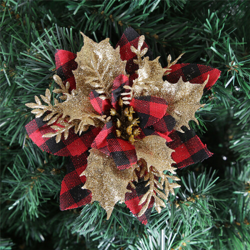 (red) Glitter Christmas Flowers Decor 2