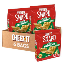 Cheez-It Snap'd Cheese Cracker Chips, Thin Crisps, Extra Crunchy, Sharp White Cheddar (6 Bags)