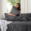 (Double, Charcoal) Premium Stripe Duvet Cover Set & Pillowcase Pair 2