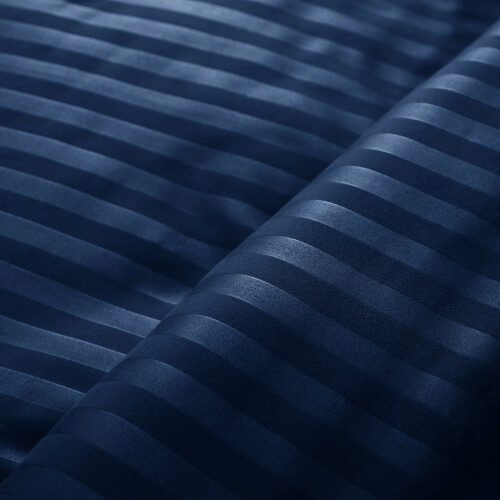 (Double, Navy) Premium Stripe Duvet Cover Set & Pillowcase Pair 2