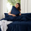 (Double, Navy) Premium Stripe Duvet Cover Set & Pillowcase Pair 2