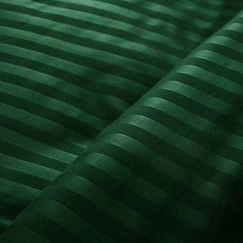(Single, Emerald) Premium Stripe Duvet Cover Set & Pillowcase Pair 2