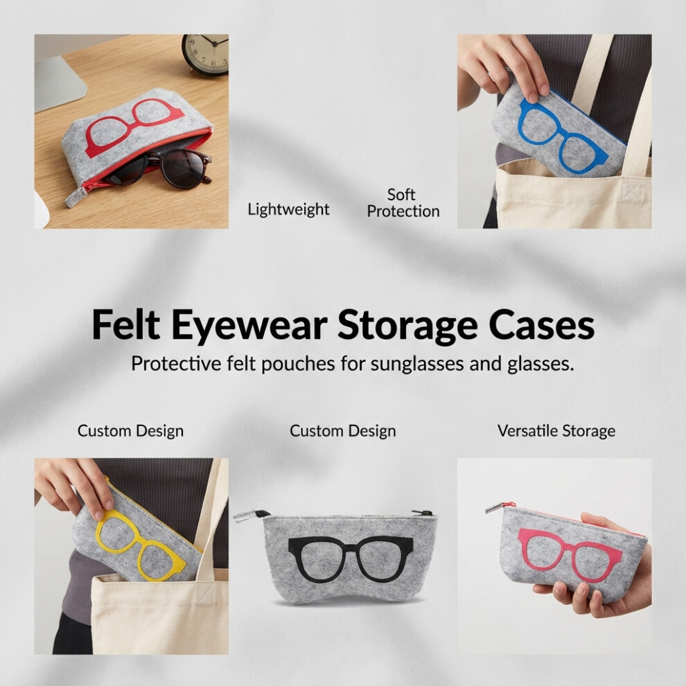 Roc-Electron Soft Felt Sunglasses Case Travel Friendly
