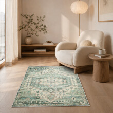 (80 cm x 150 cm (2ft 8" x 5ft)- Runner Rug., EMBER/GREEN CREAM- CASHMERE RUG) Large Traditional Rugs Living Room Carpet Door Mat