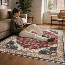 (120 cm x 170 cm (4ft x 5ft 8")- Small Area Rug/Carpet., WHISPER/CREAM RED- CASHMERE RUG) Large Traditional Rugs Living Room Carpet Door Mat
