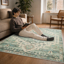 (120 cm x 170 cm (4ft x 5ft 8")- Small Area Rug/Carpet., EMBER/GREEN CREAM- CASHMERE RUG) Large Traditional Rugs Living Room Carpet Door Mat