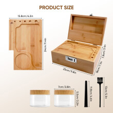 Deluxe Bamboo Wooden Rolling Storage Box