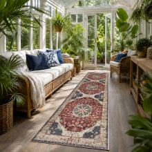 (60 cm x 220 cm (2ft x 7ft 7")- Runner Rug Carpet)., WHISPER/CREAM RED- CASHMERE RUG) Large Traditional Rugs Living Room Carpet Door Mat