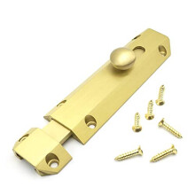 Door Locks, Brass Bolt Lock Surface Mount Sliding Door Locks, Door Latches for Bedroom/Bathroom/Cabinet (Gold)