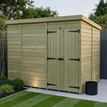 10 x 8 Pent Shed Tanalised (Double Door, No Windows)